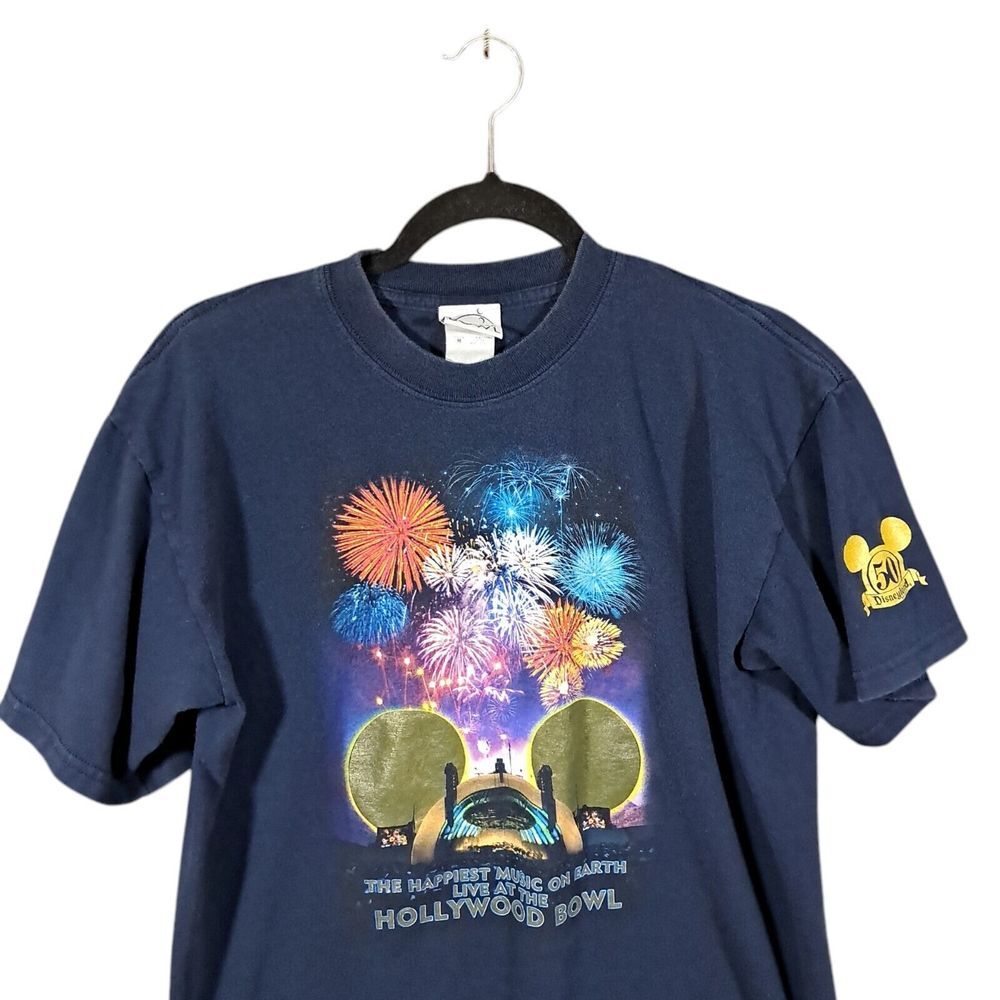 Disney Hollywood Bowl 2005 T-Shirt Blue Medium Fireworks Mickey Mouse Disneyland - Picture 3 of 11